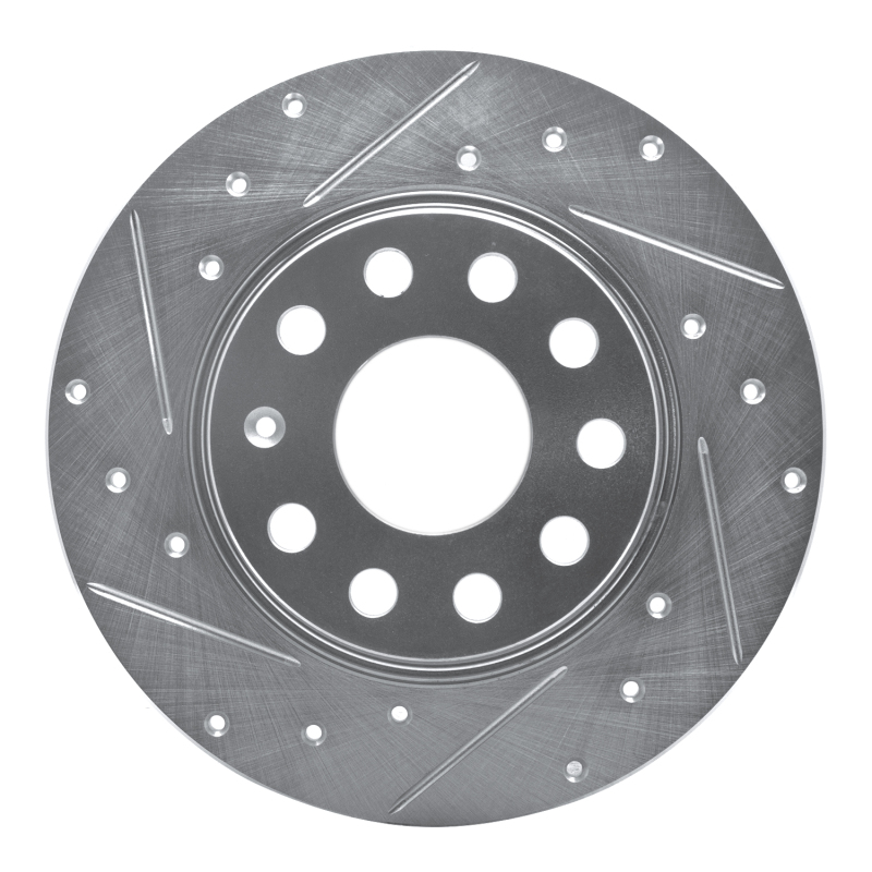 R1 Concepts for 05-25 Audi A3 Sportback E-Tron Rear Left Drilled & Slotted Silver Brake Rotor