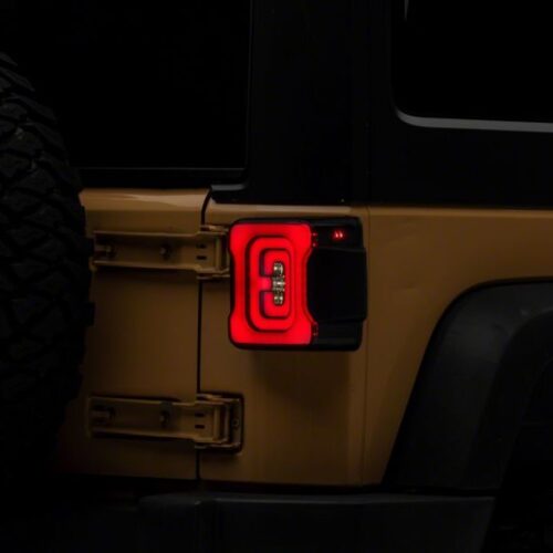 Raxiom for 2007-2018 Jeep Wrangler JK Axial Series Carver LED Tail Lights- Black Housing (Smoked Lens) - Image 6