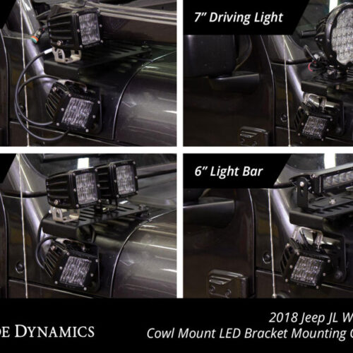 Diode Dynamics 18-21 Jeep JL Wrangler/Gladiator SS6 Cowl LED Bracket Kit - White Driving - Image 3