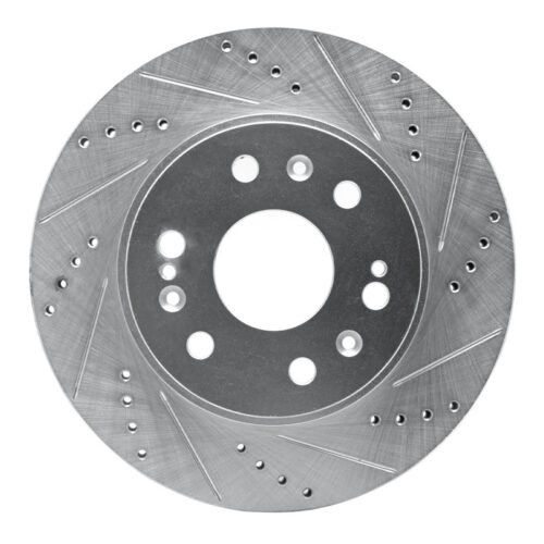 R1 Concepts for 05-19 Chevrolet Silverado 1500 Front Right Drilled & Slotted Silver Brake Rotor