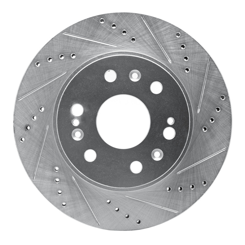 R1 Concepts for 05-19 Chevrolet Silverado 1500 Front Right Drilled & Slotted Silver Brake Rotor