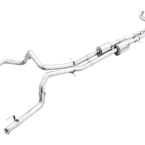 AWE Tuning Tips) for 22-23 GMC Sierra 1500 AT4X 6.2L 0FG Catback Split Dual (Flat Bumper) - Bashguard(No