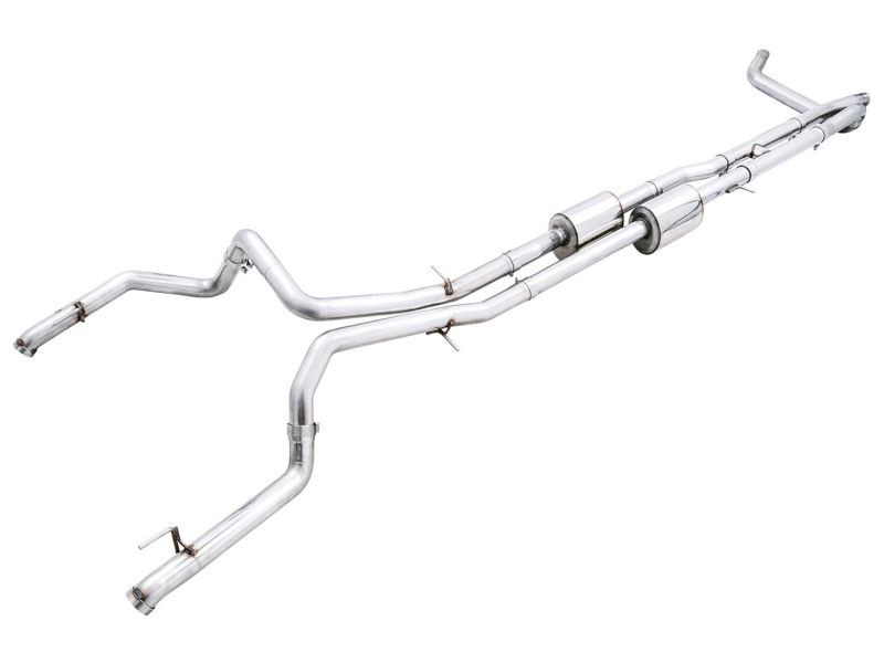 AWE Tuning Tips) for 22-23 GMC Sierra 1500 AT4X 6.2L 0FG Catback Split Dual (Flat Bumper) - Bashguard(No