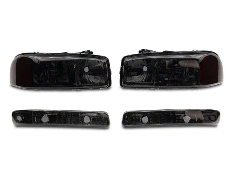 Raxiom for 1999-2006 GMC Sierra 1500 Axial Series OEM Crystal Rep Headlights- Chrome Housing- Smoked Lens - Image 2