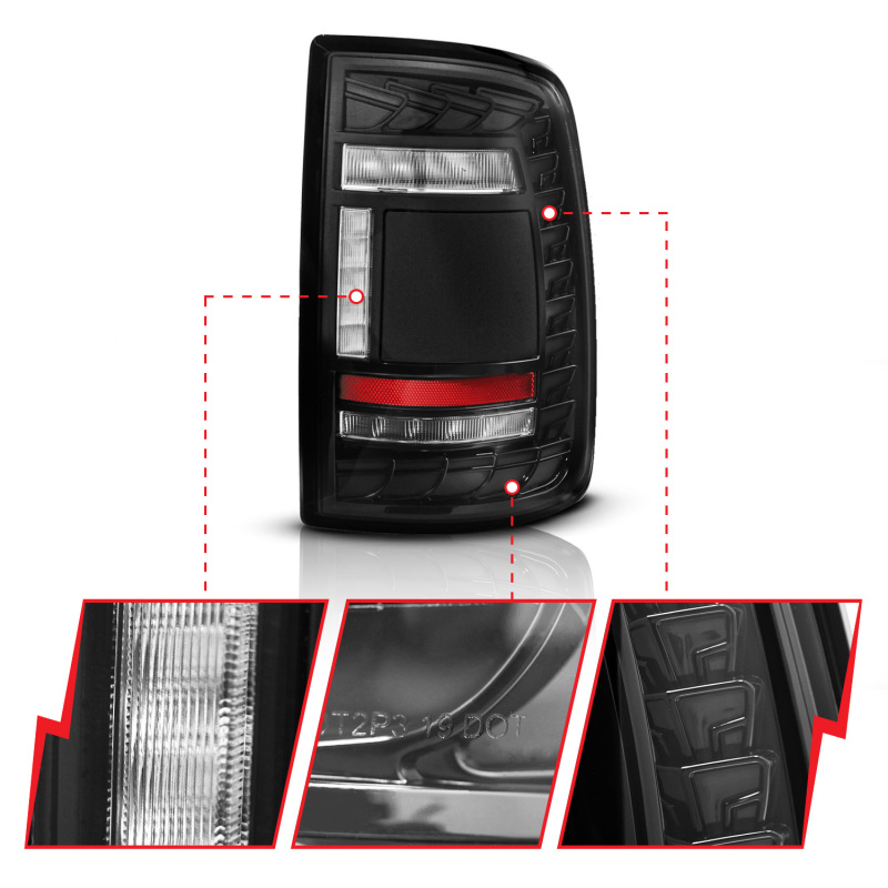 ANZO 19-24 RAM 2500/3500 Full LED Tail Lights SeqSig Black - Pair - Image 3