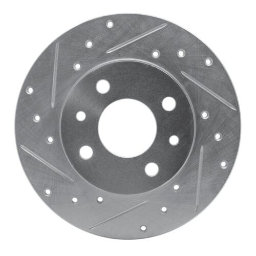 R1 Concepts for 2009-2019 Fiat 500 (USA/Canada) Rear Left Drilled & Slotted Silver Brake Rotor