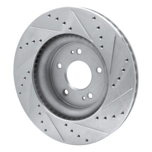 R1 Concepts for 18-23 Genesis G70 Front Left Drilled & Slotted Silver Brake Rotor - Image 4