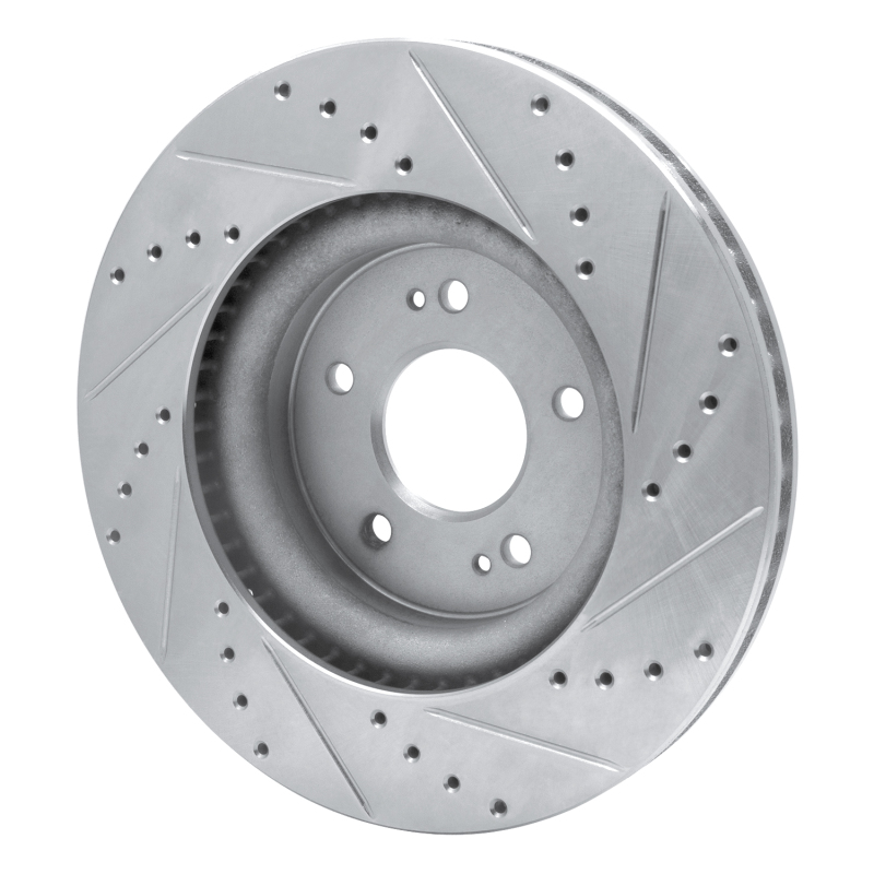 R1 Concepts for 18-23 Genesis G70 Front Left Drilled & Slotted Silver Brake Rotor - Image 4