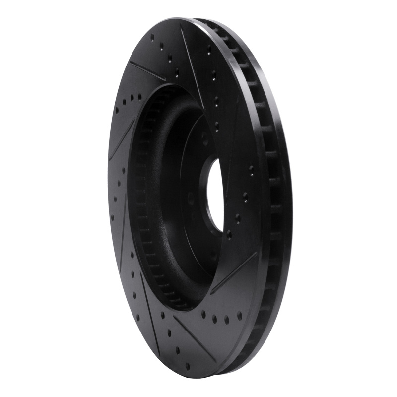 R1 Concepts for 18-23 Genesis G70 Front Left Drilled & Slotted Black Brake Rotor - Image 4