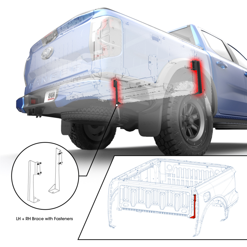 EGR 24-25 Ford Ranger w/ 5ft Bed J-Brace Support for RollTrac - Image 2