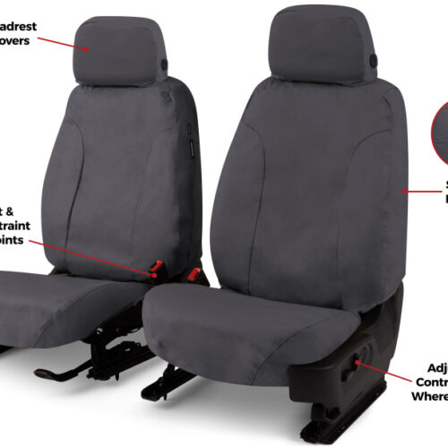 Covercraft 19-24 Chevrolet Silverado Polycotton SeatSaver Custom Front Row Seat Covers - Charcoal - Image 5