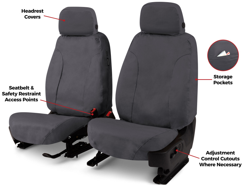 Covercraft 19-24 Chevrolet Silverado Polycotton SeatSaver Custom Front Row Seat Covers - Charcoal - Image 5