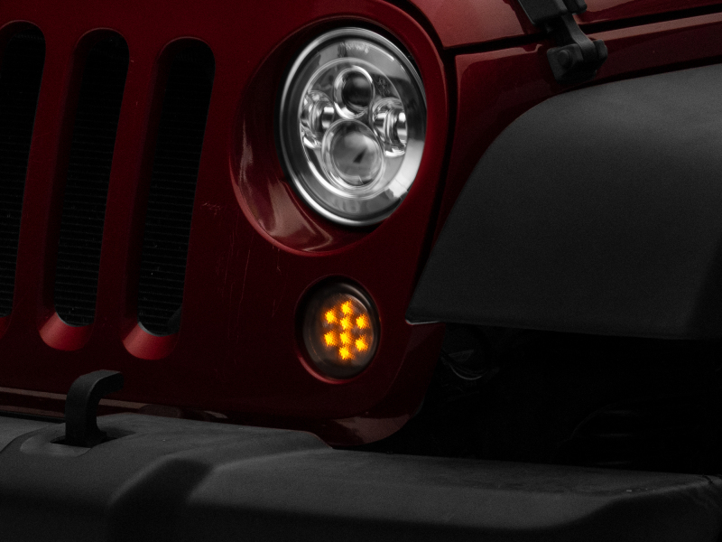 Raxiom for 2007-2018 Jeep Wrangler JK Axial Series LED Amber Turn Signals (Smoked) - Image 3