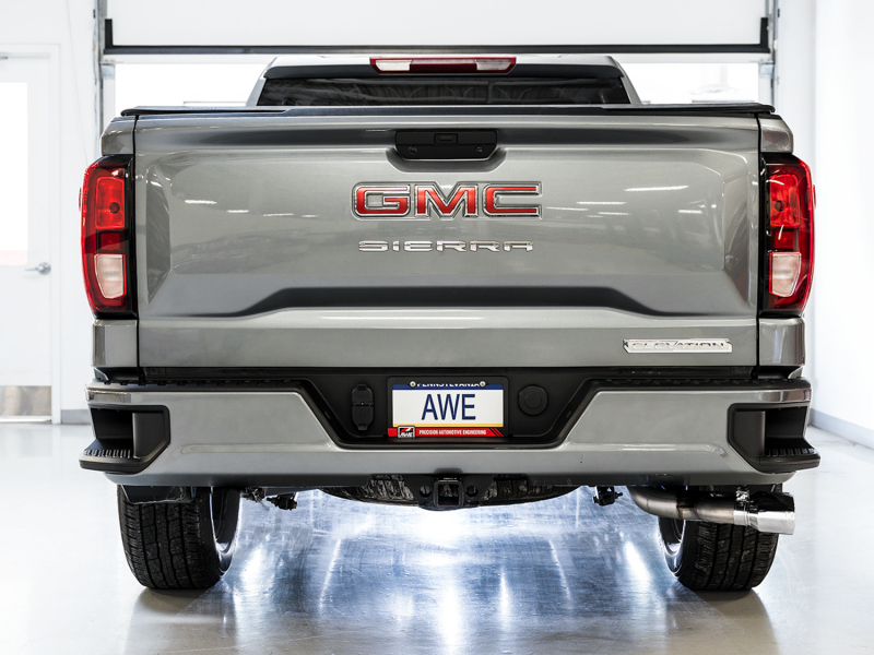 AWE Tuning 4th Gen GM 1500 5.3L 0FG Cat-Back Dual Side Exit (Flat Bumper) - Chrome Tips - Image 10
