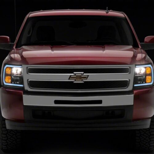 Raxiom for 2007-2013 Chevrolet Silverado 1500 Axial Series Headlights w/ LED Bar- Black Housing (Clear Lens) - Image 10