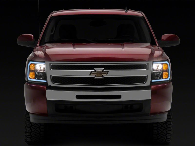 Raxiom for 2007-2013 Chevrolet Silverado 1500 Axial Series Headlights w/ LED Bar- Black Housing (Clear Lens) - Image 10