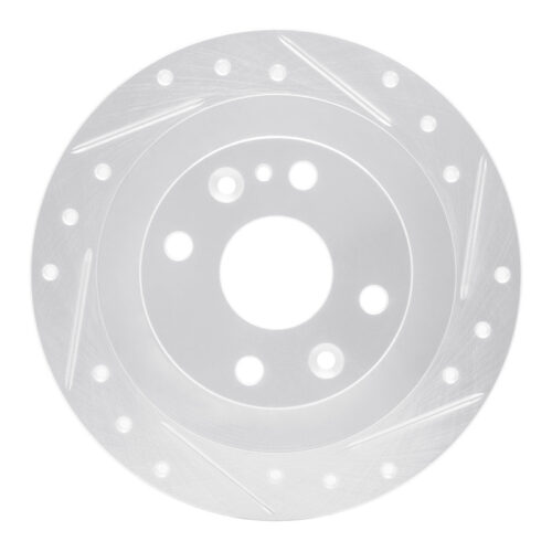 R1 Concepts for 90-03 Ford Escort Rear Right Drilled & Slotted Silver Brake Rotor