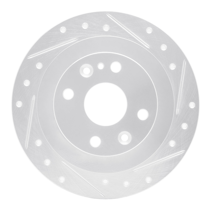 R1 Concepts for 90-03 Ford Escort Rear Right Drilled & Slotted Silver Brake Rotor