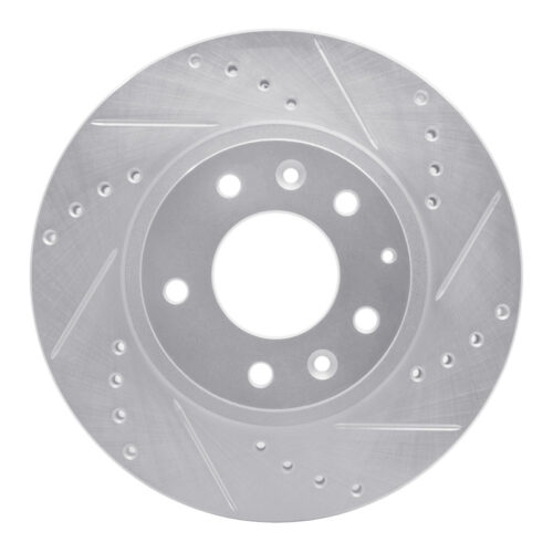 R1 Concepts for 06-15 Mazda MX-5 Miata Front Right Drilled & Slotted Silver Brake Rotor