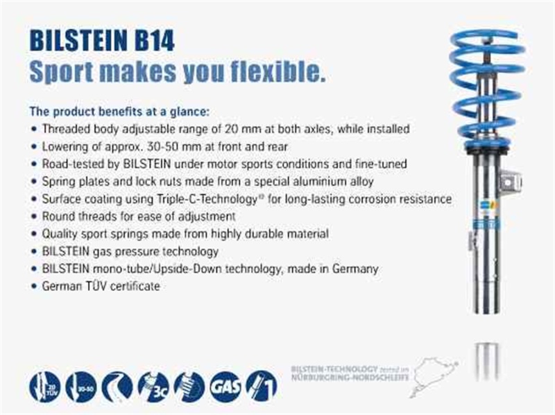 Bilstein B14 for 2007 Mini Cooper Base Hatchback Front and Rear Suspension Kit - Image 5