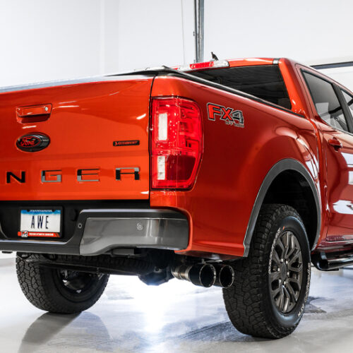 AWE Tuning Performance Exhaust System w/Diamond Black Tips & Rock Guard for 2019+ Ford Ranger 0FG - Image 4