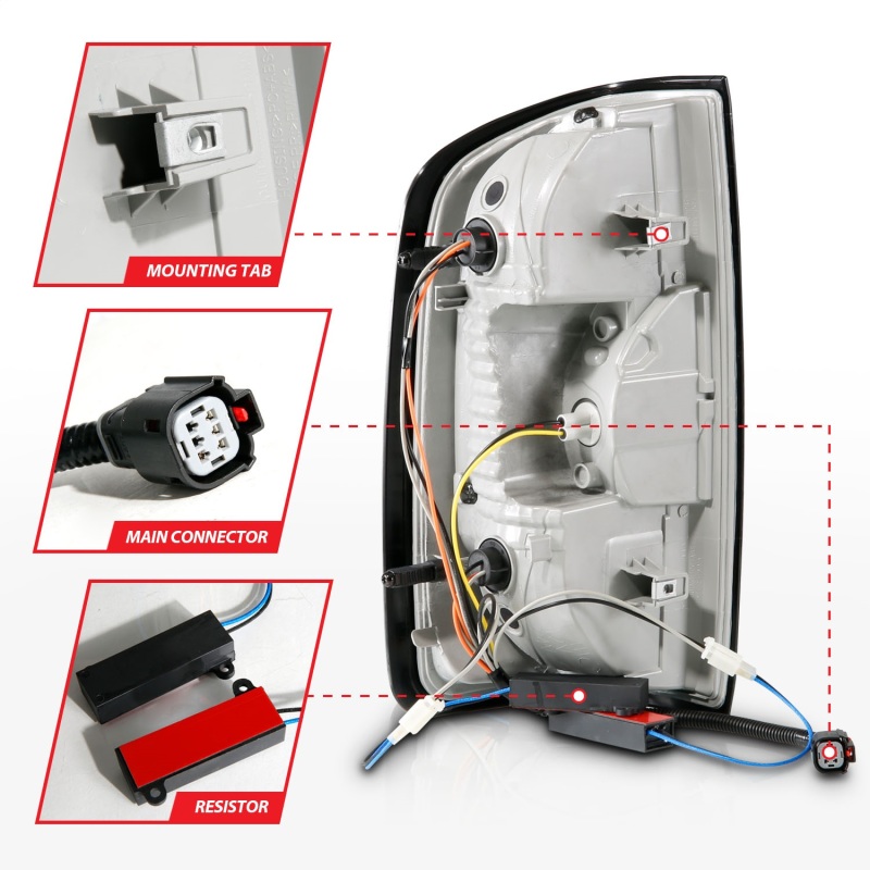 ANZO 15-21 Chevrolet Colorado Full LED Tail Lights w/ Red Lightbar Black Housing Clear Lens - Image 5