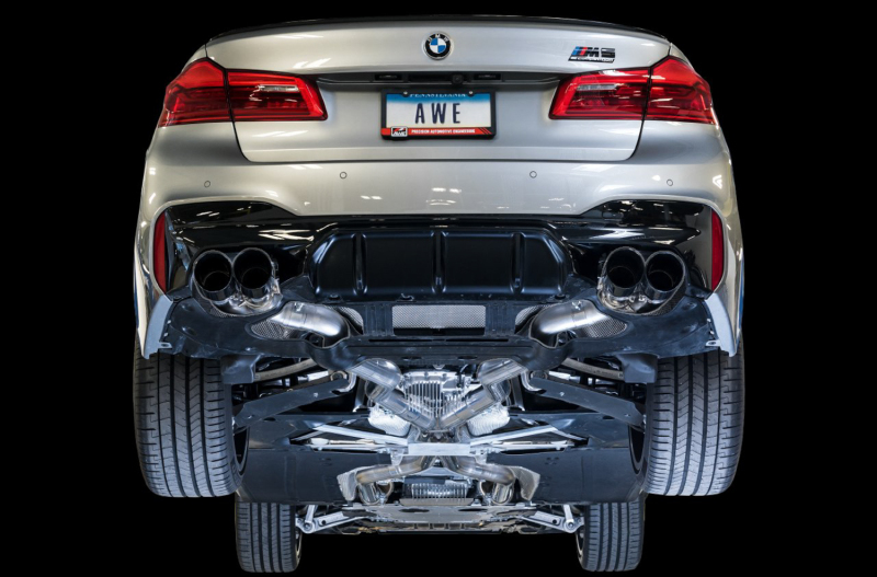 AWE Tuning Cat-Back Exhaust- Black Diamond Tips for 18-19 BMW F90 M5 SwitchPatch - Image 2