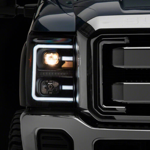 Raxiom for 2011-2016 Ford F-250 Super Duty LED Projector Headlights - Black Housing (Clear Lens)