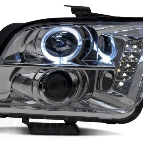 Raxiom for 2005-2009 Ford Mustang Excluding GT500 LED Halo Projector Headlights- Chrome Housing (Clear Lens) - Image 4