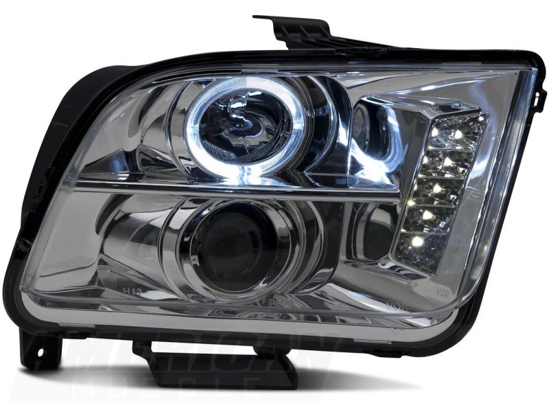 Raxiom for 2005-2009 Ford Mustang Excluding GT500 LED Halo Projector Headlights- Chrome Housing (Clear Lens) - Image 4