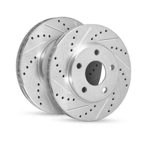 R1 Concepts for 24-25 Alfa Romeo Tonale Rear Left Drilled & Slotted Silver Brake Rotor