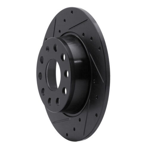 R1 05-25 Audi A3 (Mexico) Rear Left Drilled & Slotted Black Brake Rotor - Image 2