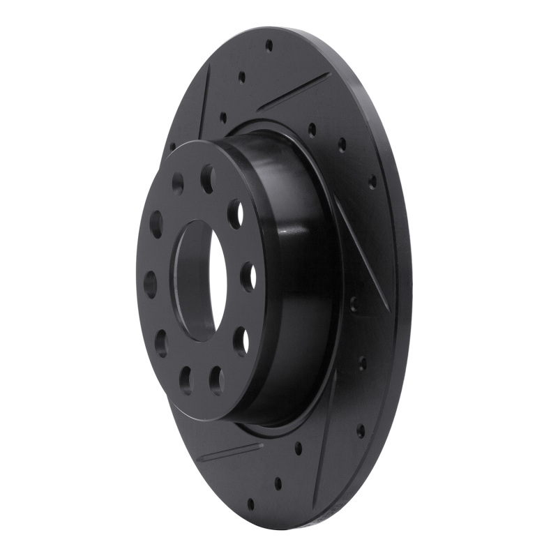 R1 05-25 Audi A3 (Mexico) Rear Left Drilled & Slotted Black Brake Rotor - Image 2