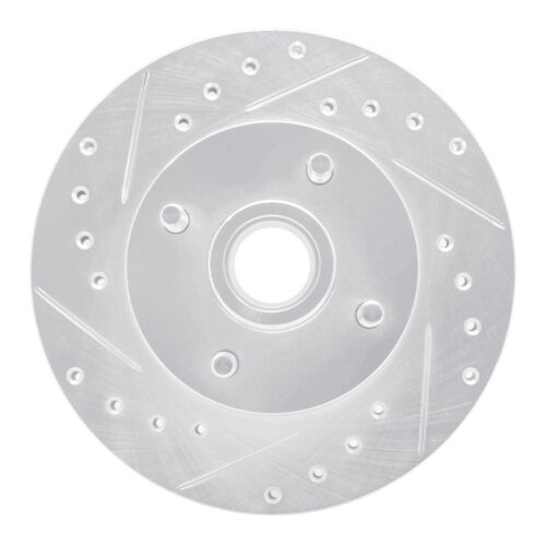 R1 Concepts for 78-93 Ford Thunderbird Front Left Drilled & Slotted Silver Brake Rotor