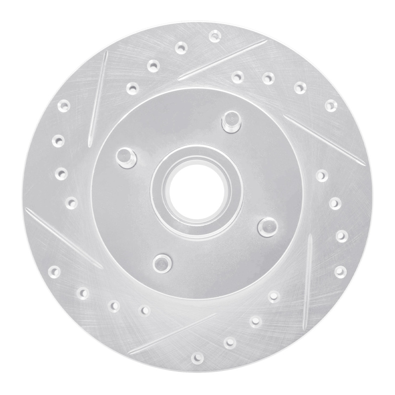 R1 Concepts for 78-93 Ford Thunderbird Front Left Drilled & Slotted Silver Brake Rotor