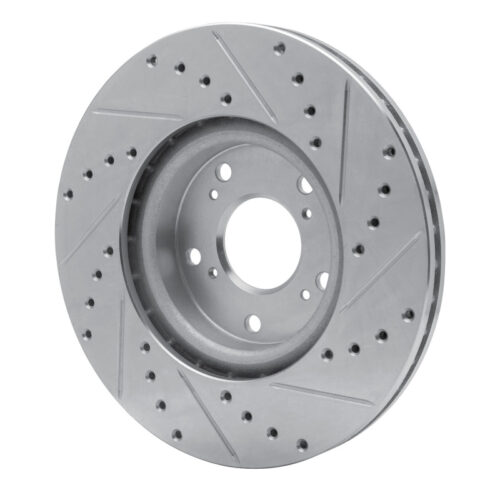 R1 Concepts for 06-15 Honda Civic Si Front Left Drilled & Slotted Silver Brake Rotor - Image 4