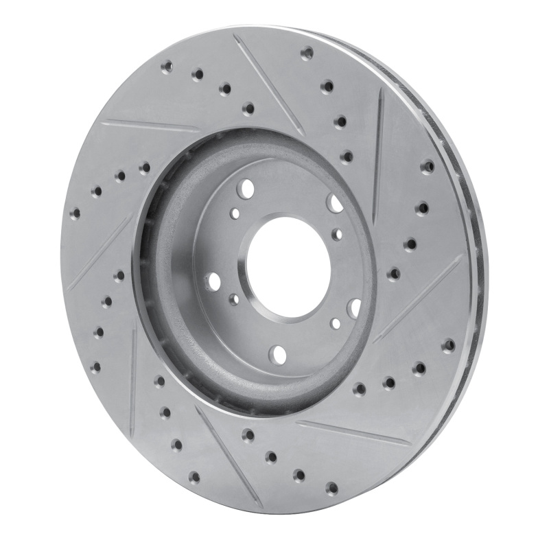 R1 Concepts for 06-15 Honda Civic Si Front Left Drilled & Slotted Silver Brake Rotor - Image 4