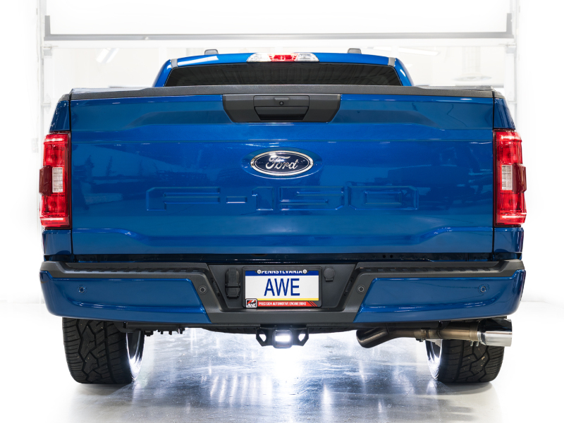 AWE Tuning Cat-Back Exhaust - 4.5in Dual Side Exit Chrome Tips for 21-25 Ford F150 (14th Gen Reg Cab) - Image 3