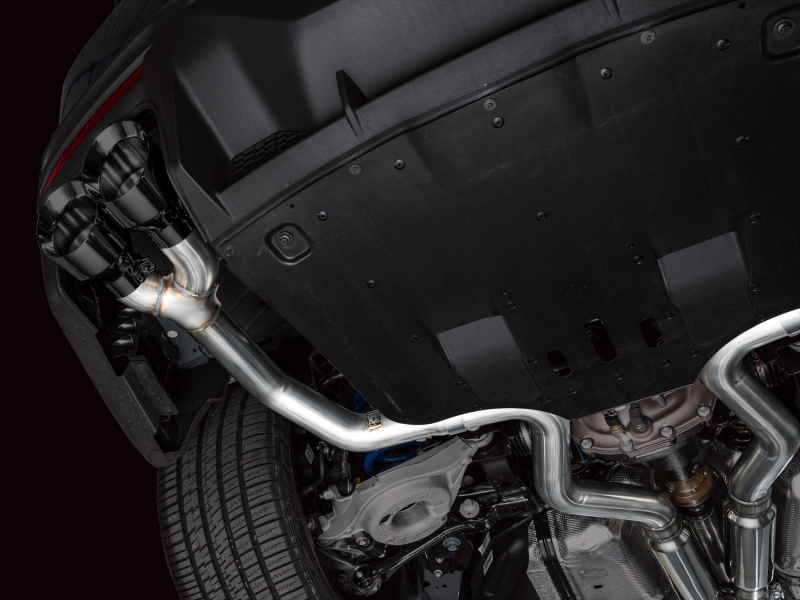 AWE Tuning Track Edition Cat-Back Exhaust w/ Quad Diamond Black Tips for AWE 2024 Ford Mustang Dark Horse S650 RWD - Image 2