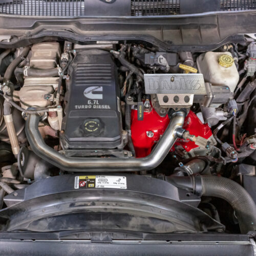 Alternative view of Banks Power 07.5-12 Ram Cab Chassis 6.7L Diesel Monster-Ram Intake System w/Fuel Line - Red
