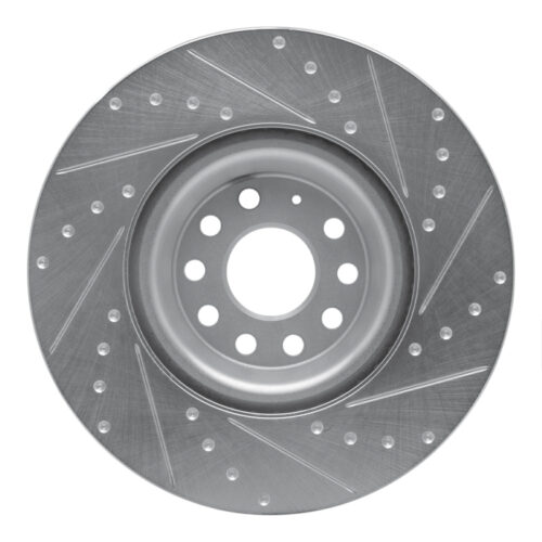 R1 Concepts for 2012-2025 Audi S3 (USA/Canada) Front Left Drilled & Slotted Silver Brake Rotor - Image 5