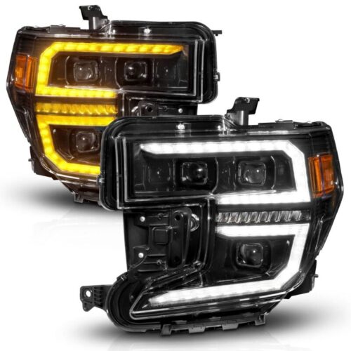 ANZO 19-21 GMC Sierra 1500 LED Projector Headlight w/Switchback+Sequential - Black - Image 2
