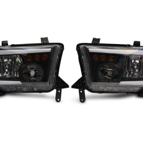 Raxiom for 2007-2013 Toyota Tundra Axial Series Headlights w/ LED Bar- Black Housing (Clear Lens)