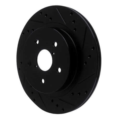 Alternative view of R1 Concepts for 15-25 Subaru Outback Rear Right Drilled & Slotted Black Brake Rotor