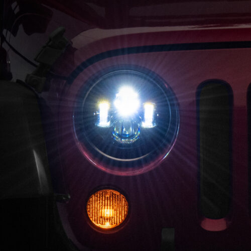 Raxiom for 1997-2018 Jeep Wrangler TJ/JK Axial Series LED Daymaker Headlights- Black Housing (Clear Lens)