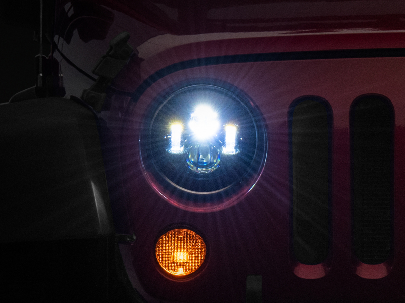 Raxiom for 1997-2018 Jeep Wrangler TJ/JK Axial Series LED Daymaker Headlights- Black Housing (Clear Lens)