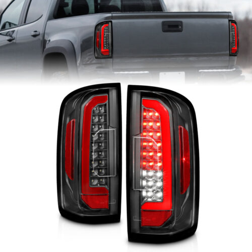 ANZO 15-21 Chevrolet Colorado Full LED Tail Lights w/ Red Lightbar Black Housing Clear Lens - Image 8