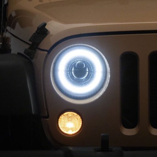 Raxiom for 2007-2008 Jeep Wrangler JK Hi Output LED Headlights/Angel Eye DRL- Black Housing- Clear Lens - Image 7