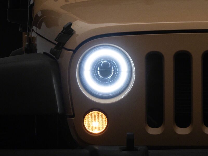 Raxiom for 2007-2008 Jeep Wrangler JK Hi Output LED Headlights/Angel Eye DRL- Black Housing- Clear Lens - Image 7