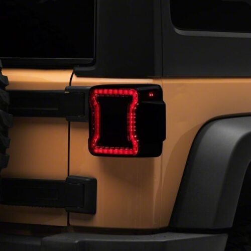 Raxiom for 2007-2018 Jeep Wrangler JK Axial Series JL Style LED Tail Lights- Black Housing- Smoked Lens